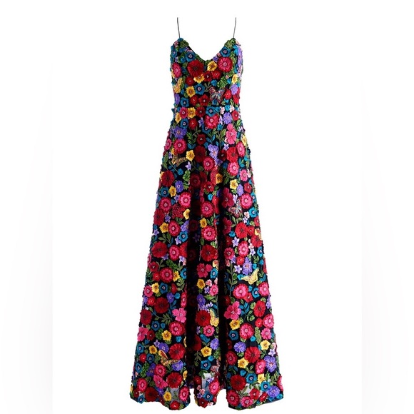 ALICE + OLIVIA Domenica Embellished Floral Black Ball Gown Dress Sz 4. Worn once - Picture 6 of 8